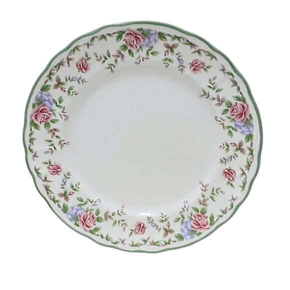 Epoch MORNING ROSE Dinner Plate Floral Roses Green trim Replacement Grannycore - Picture 1 of 16